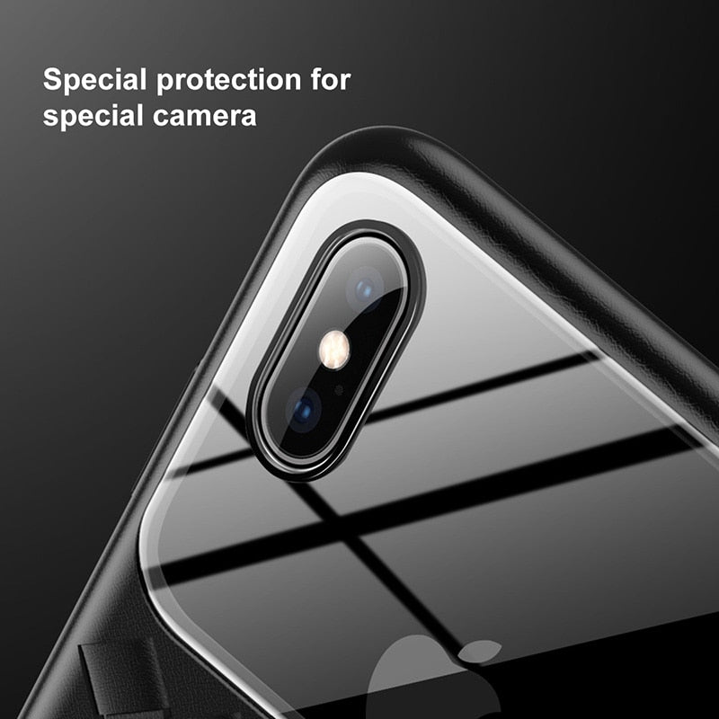 Luxury Silicone + Tempered Glass Case | iPhone Xs Xs Max XR
