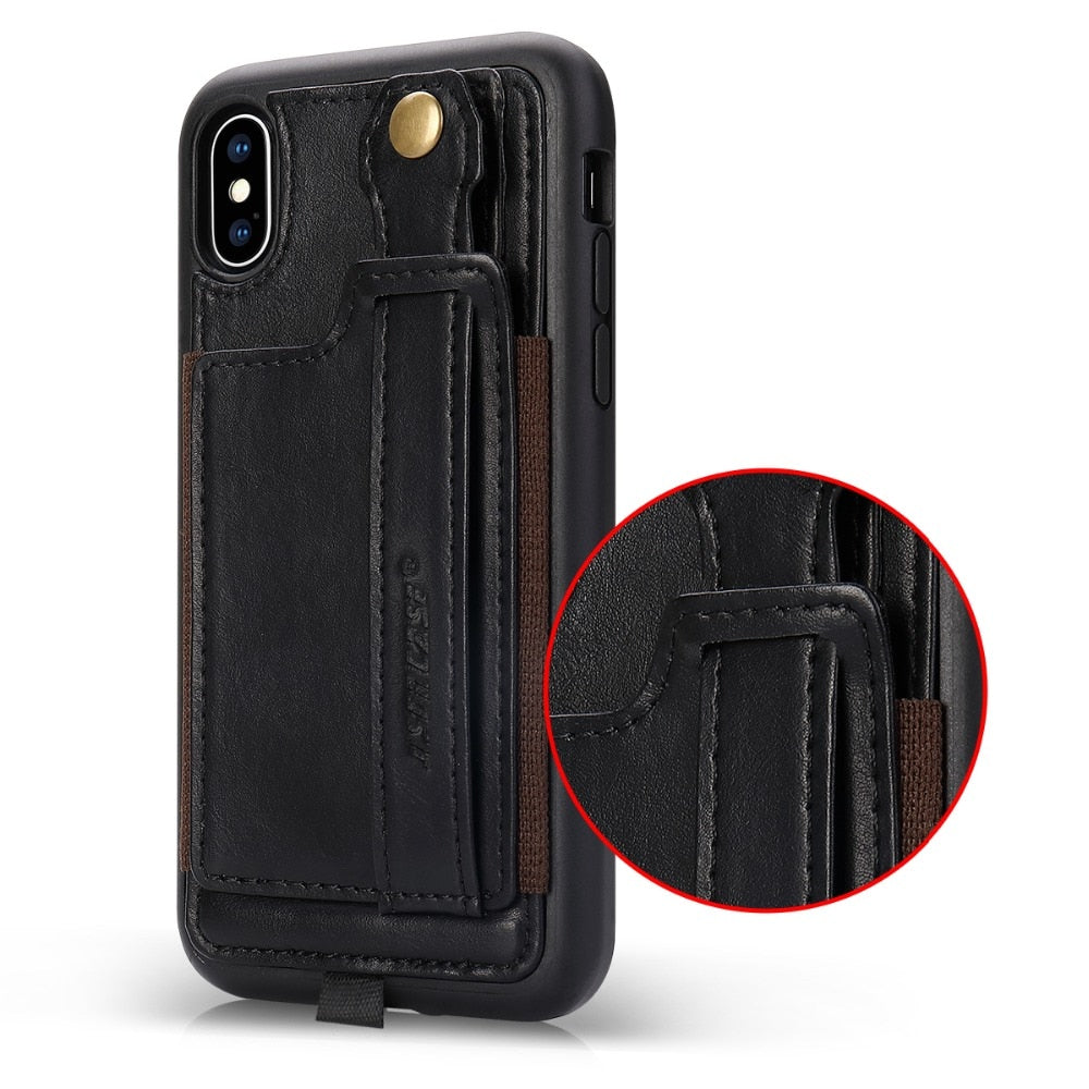 Leather Case With Card Slot Lanyard Design | iPhone X