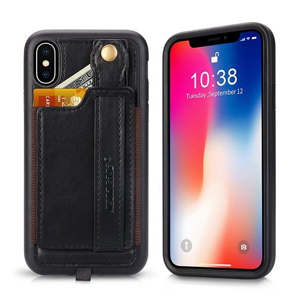 Leather Case With Card Slot Lanyard Design | iPhone X