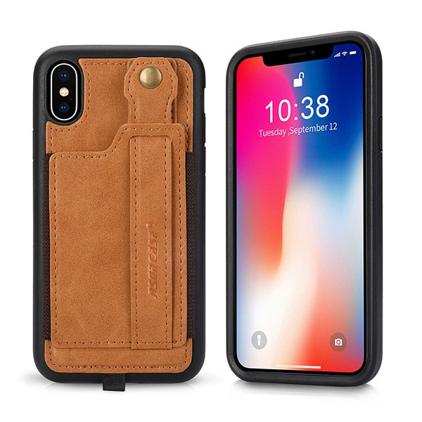 Leather Case With Card Slot Lanyard Design | iPhone X