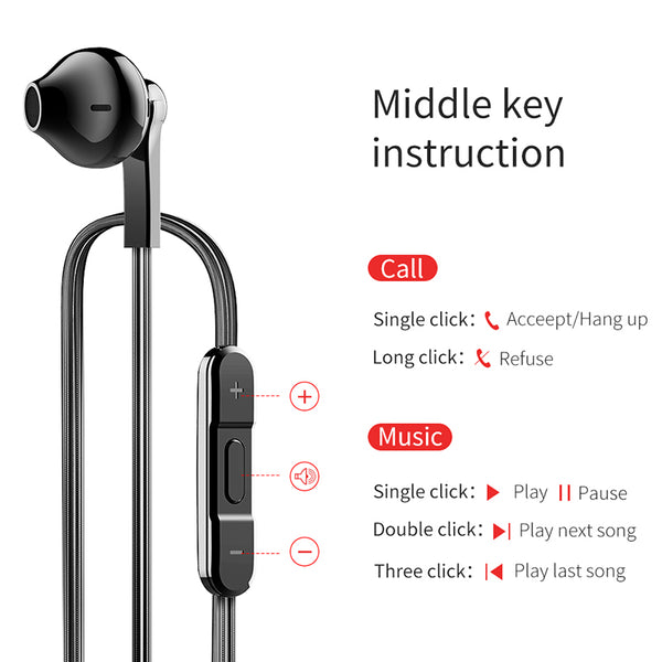 Stereo Bass Sound Earbuds with Mic