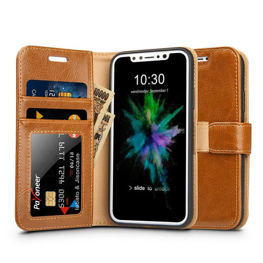 Genuine Leather Magnetic Flip Folio Cover | iPhone X