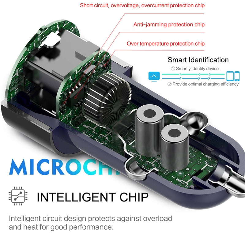 Dual USB Quick Metal Car Charger