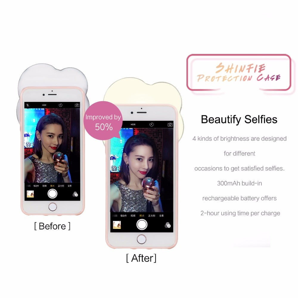 Rhinestone Selfie LED Light Case | iPhone 6 7 & plus
