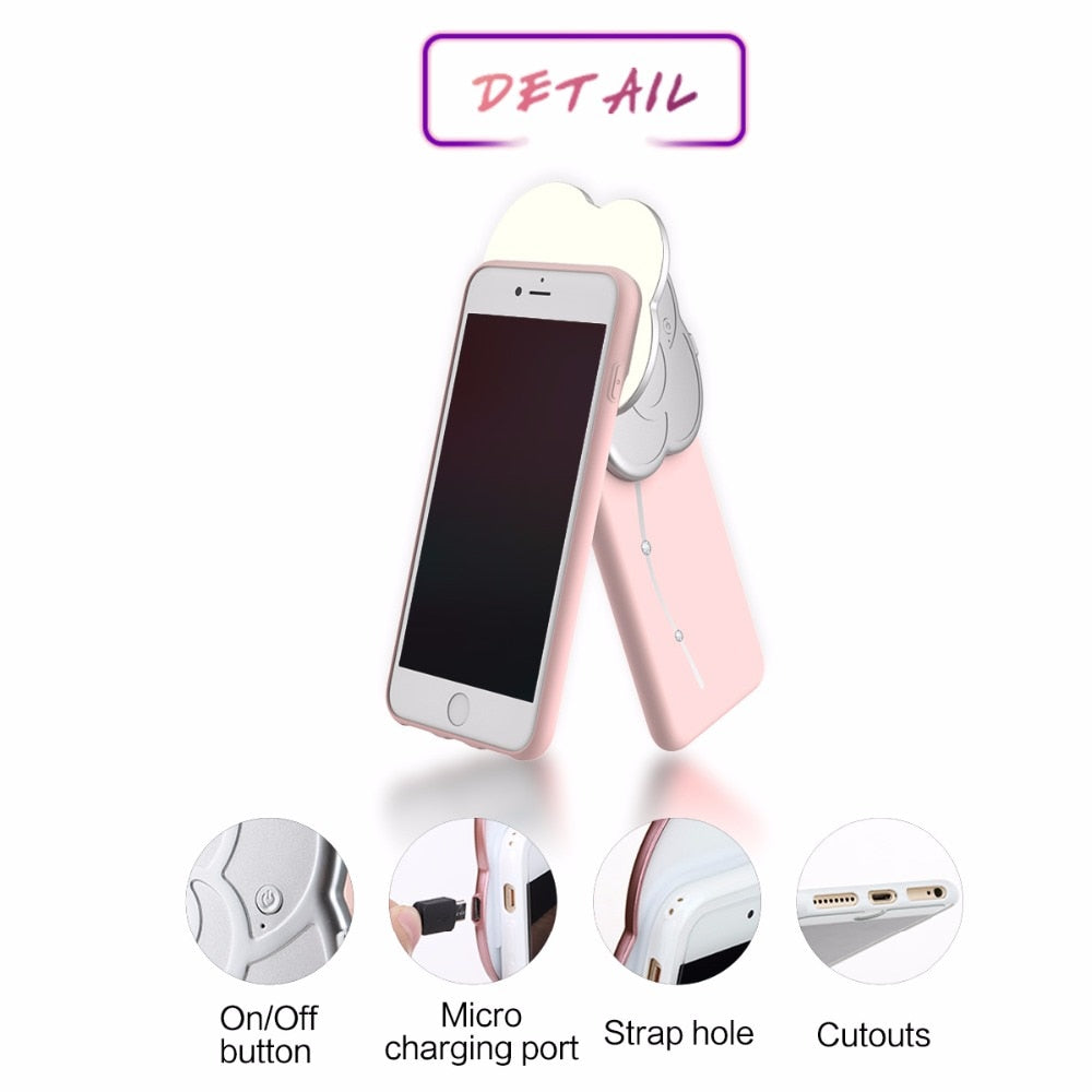 Rhinestone Selfie LED Light Case | iPhone 6 7 & plus