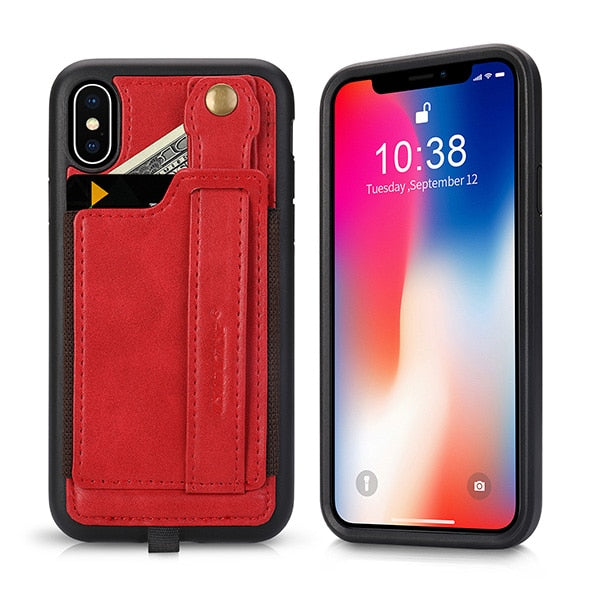 Leather Case With Card Slot Lanyard Design | iPhone X